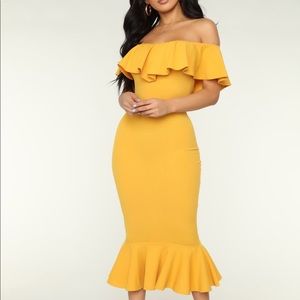 Fashion Nova Mustard Dress
